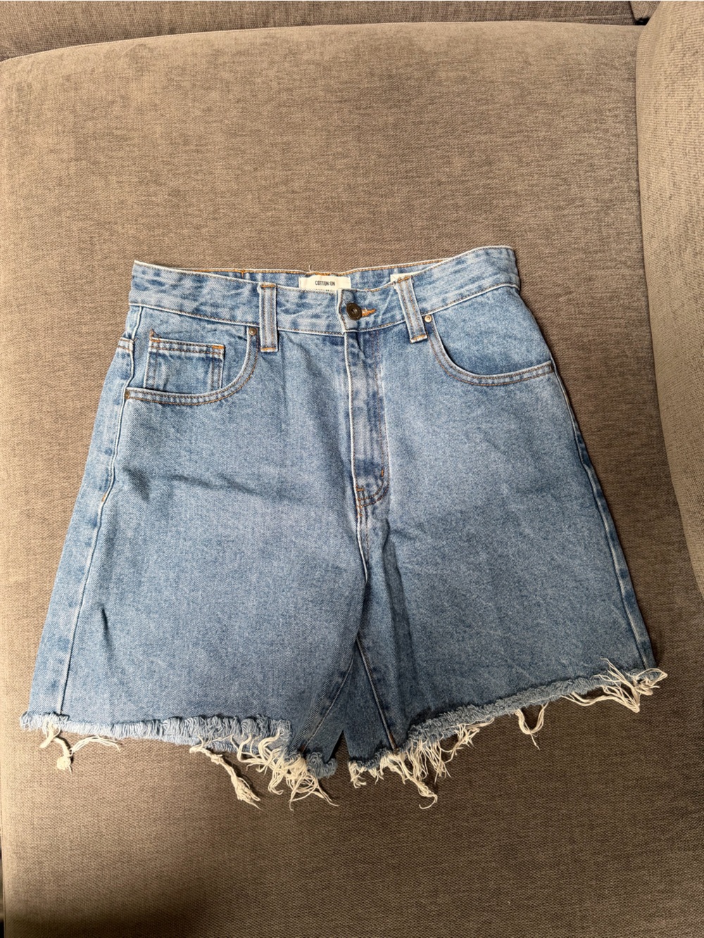 Cotton On Light Blue Frayed Hem Denim Jean Shorts
